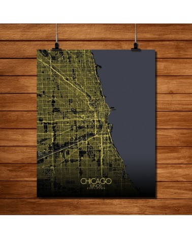 Affiche Chicago Carte Nuit 40x50