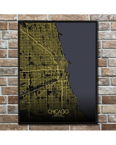 Affiche Chicago Carte Nuit 40x50