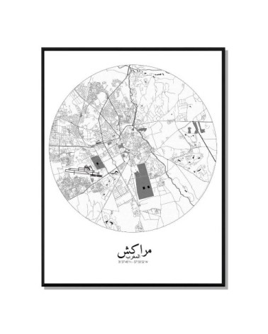 Affiche Marrakech Carte ronde 40x50
