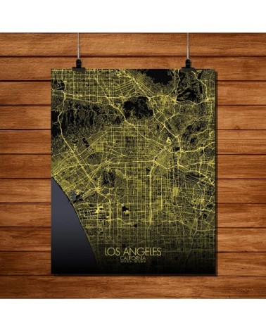 Affiche Los angeles Carte Nuit 40x50