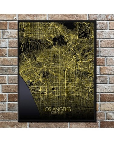 Affiche Los angeles Carte Nuit 40x50