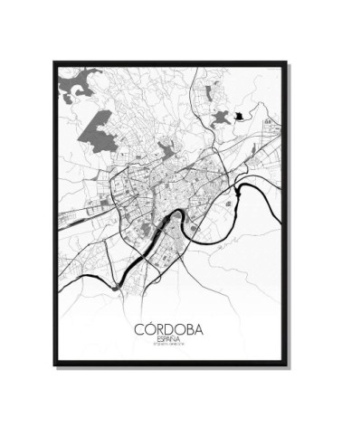 Affiche Cordoue Carte N&B 40x50