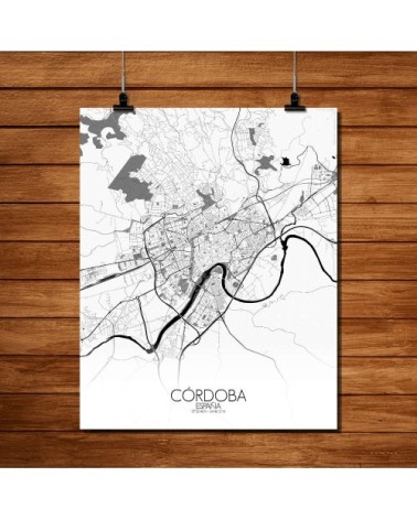 Affiche Cordoue Carte N&B 40x50