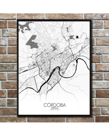 Affiche Cordoue Carte N&B 40x50