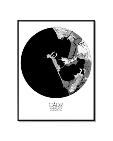 Affiche Cadix Carte ronde 40x50