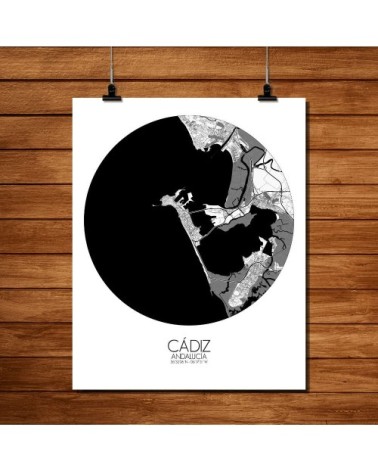 Affiche Cadix Carte ronde 40x50