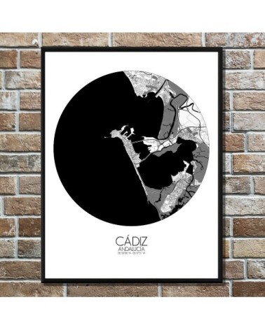 Affiche Cadix Carte ronde 40x50