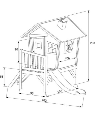 Cabane enfant originale avec terrasse sur pilotis robin