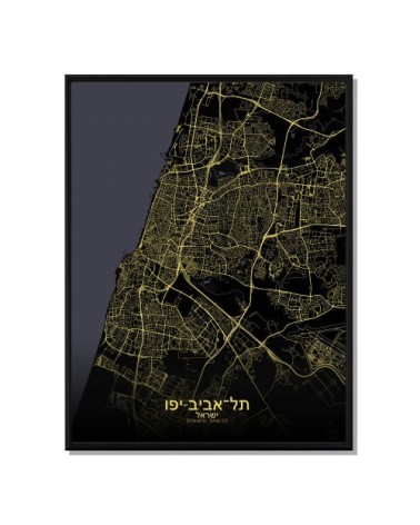 Affiche Tel aviv Carte Nuit 40x50