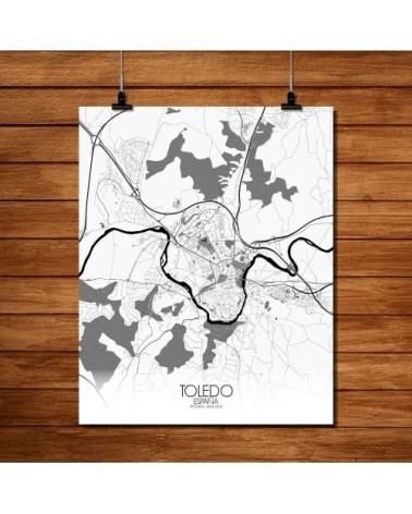 Affiche Tolède Carte N&B 40x50