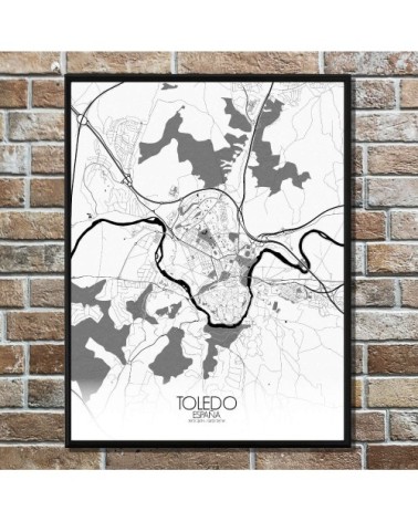 Affiche Tolède Carte N&B 40x50