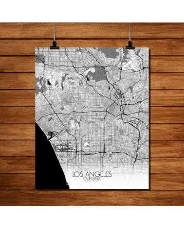 Affiche Los angeles Carte N&B 40x50