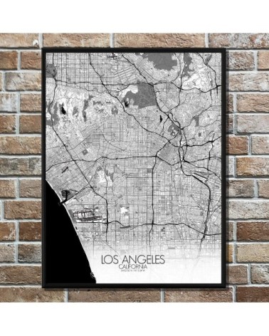 Affiche Los angeles Carte N&B 40x50