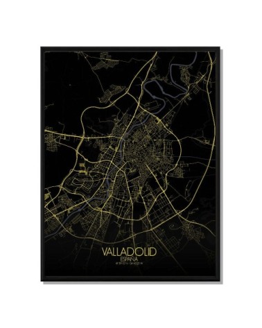 Affiche Valladolid Carte Nuit 40x50