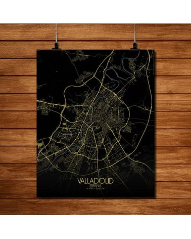 Affiche Valladolid Carte Nuit 40x50