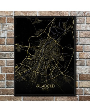 Affiche Valladolid Carte Nuit 40x50