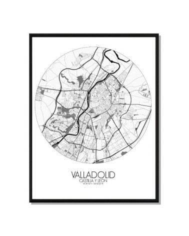 Affiche Valladolid Carte ronde 40x50