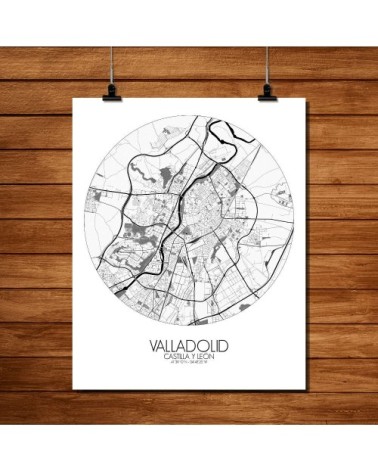 Affiche Valladolid Carte ronde 40x50