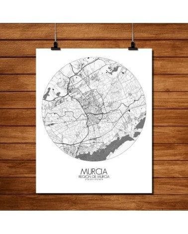 Affiche Murcia Carte ronde 40x50