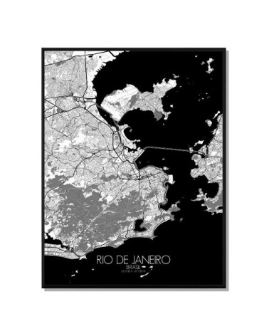 Affiche Rio de janeiro Carte N&B 40x50