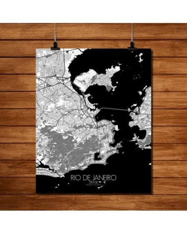 Affiche Rio de janeiro Carte N&B 40x50