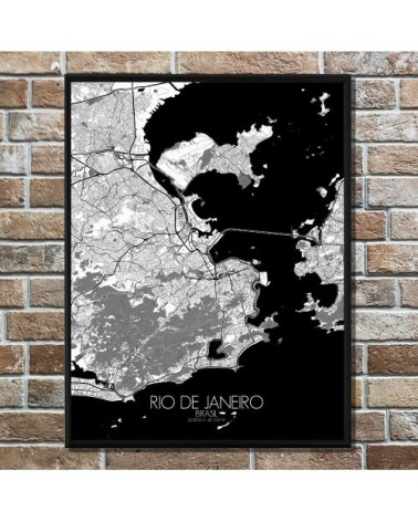 Affiche Rio de janeiro Carte N&B 40x50