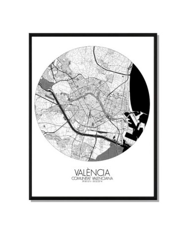 Affiche Valence Carte ronde 40x50