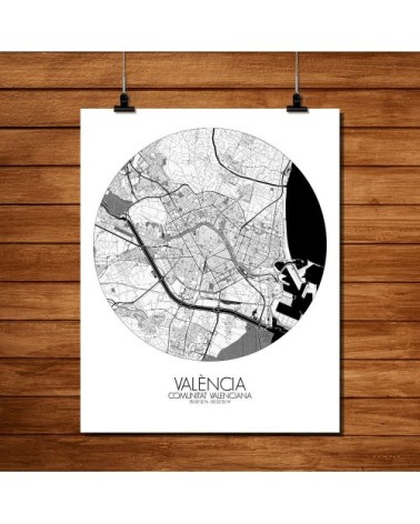 Affiche Valence Carte ronde 40x50