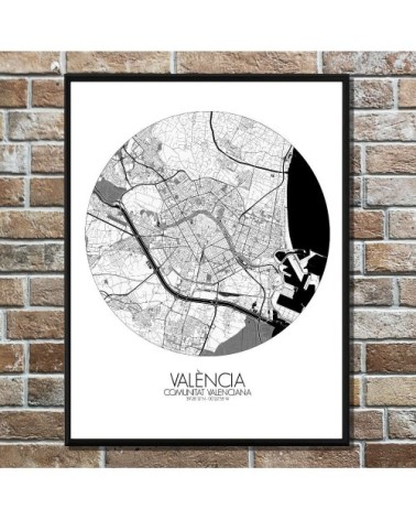 Affiche Valence Carte ronde 40x50