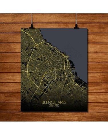 Affiche Buenos aires Carte Nuit 40x50