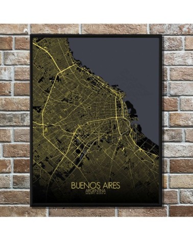 Affiche Buenos aires Carte Nuit 40x50