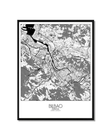 Affiche Bilbao Carte N&B 40x50
