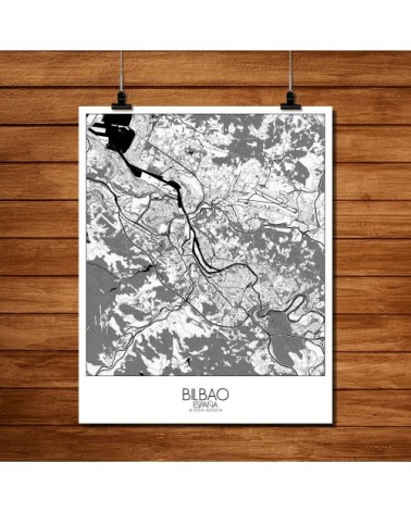 Affiche Bilbao Carte N&B 40x50
