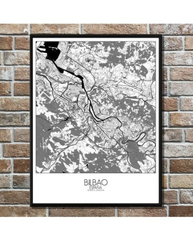 Affiche Bilbao Carte N&B 40x50