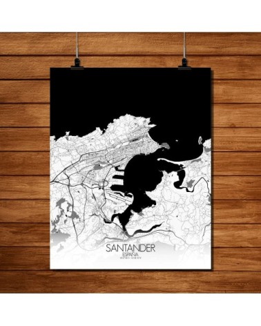 Affiche Santander Carte N&B 40x50