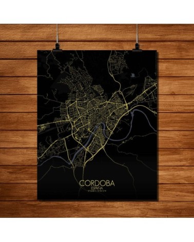 Affiche Cordoue Carte Nuit 40x50