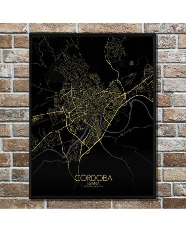 Affiche Cordoue Carte Nuit 40x50