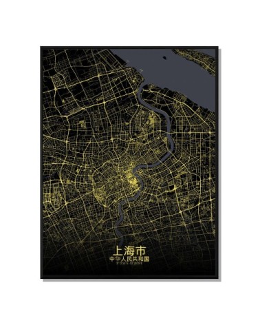 Affiche Shanghai Carte Nuit 40x50