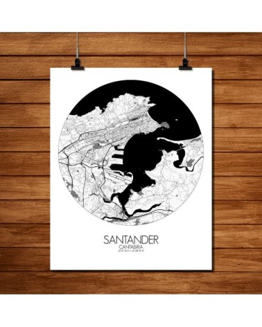 Affiche Santander Carte ronde 40x50