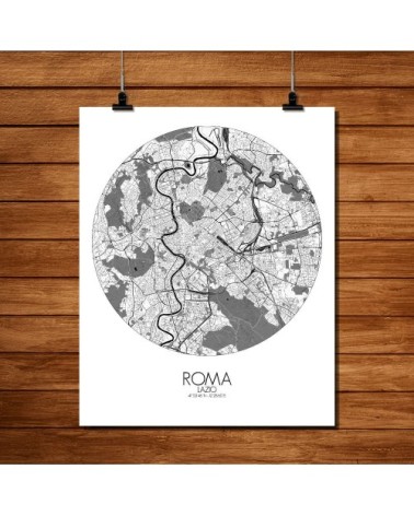 Affiche Rome Carte ronde 40x50