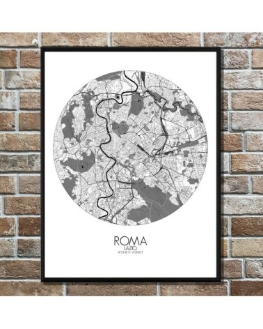Affiche Rome Carte ronde 40x50