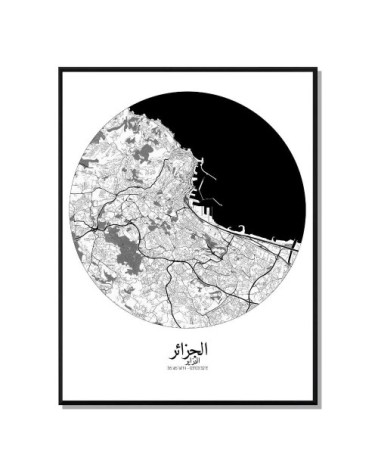 Affiche Alger Carte ronde 40x50