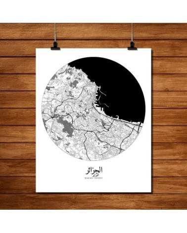 Affiche Alger Carte ronde 40x50