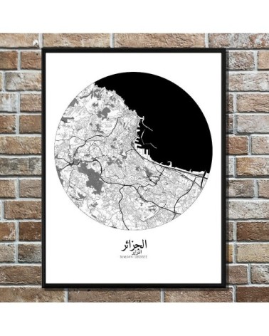 Affiche Alger Carte ronde 40x50