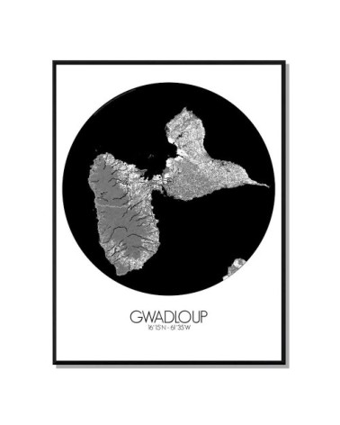 Affiche Guadeloupe Carte ronde 40x50