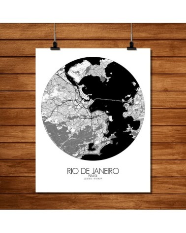 Affiche Rio de janeiro Carte ronde 40x50