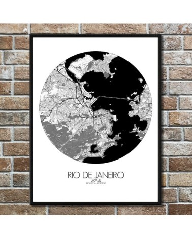 Affiche Rio de janeiro Carte ronde 40x50