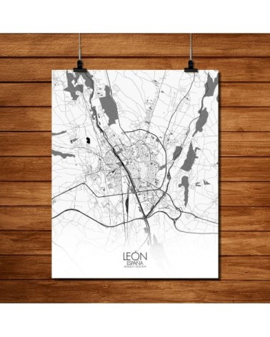 Affiche Leon Carte N&B 40x50