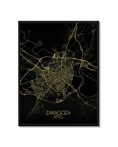 Affiche Saragosse Carte Nuit 40x50