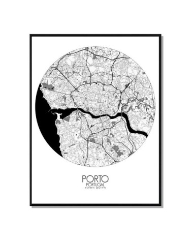 PORTO - Carte City Map Rond 40x50cm